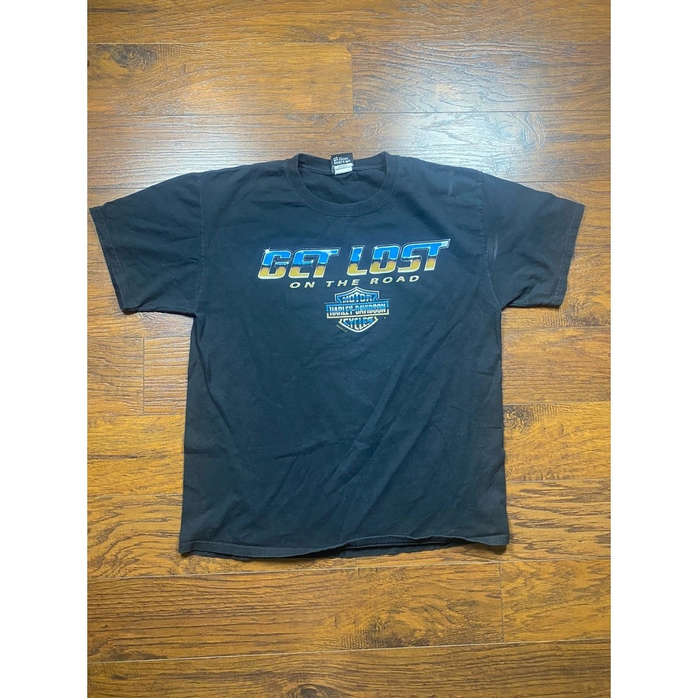 Harley-Davidson Get Lost On The Road T-Shirt Mens Large Black Southern‎ Tier NY
